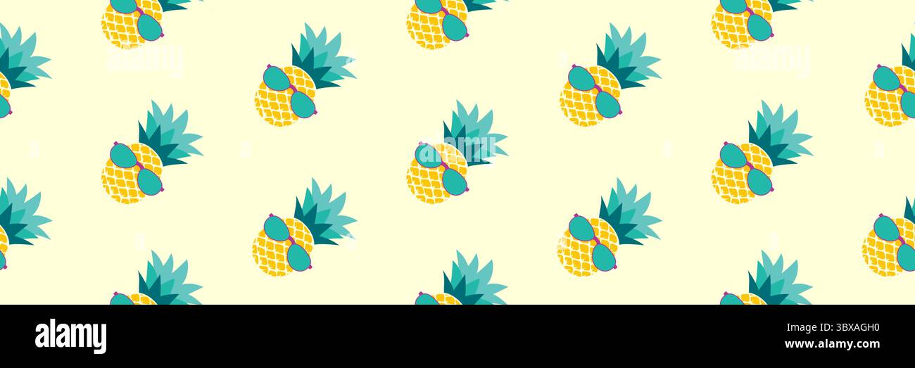 Pineapple pattern seamless summer background. Stock Vector