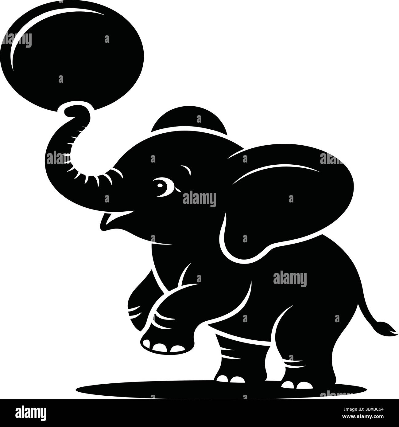 'Playful Elephant with a Ball' Stock Vector