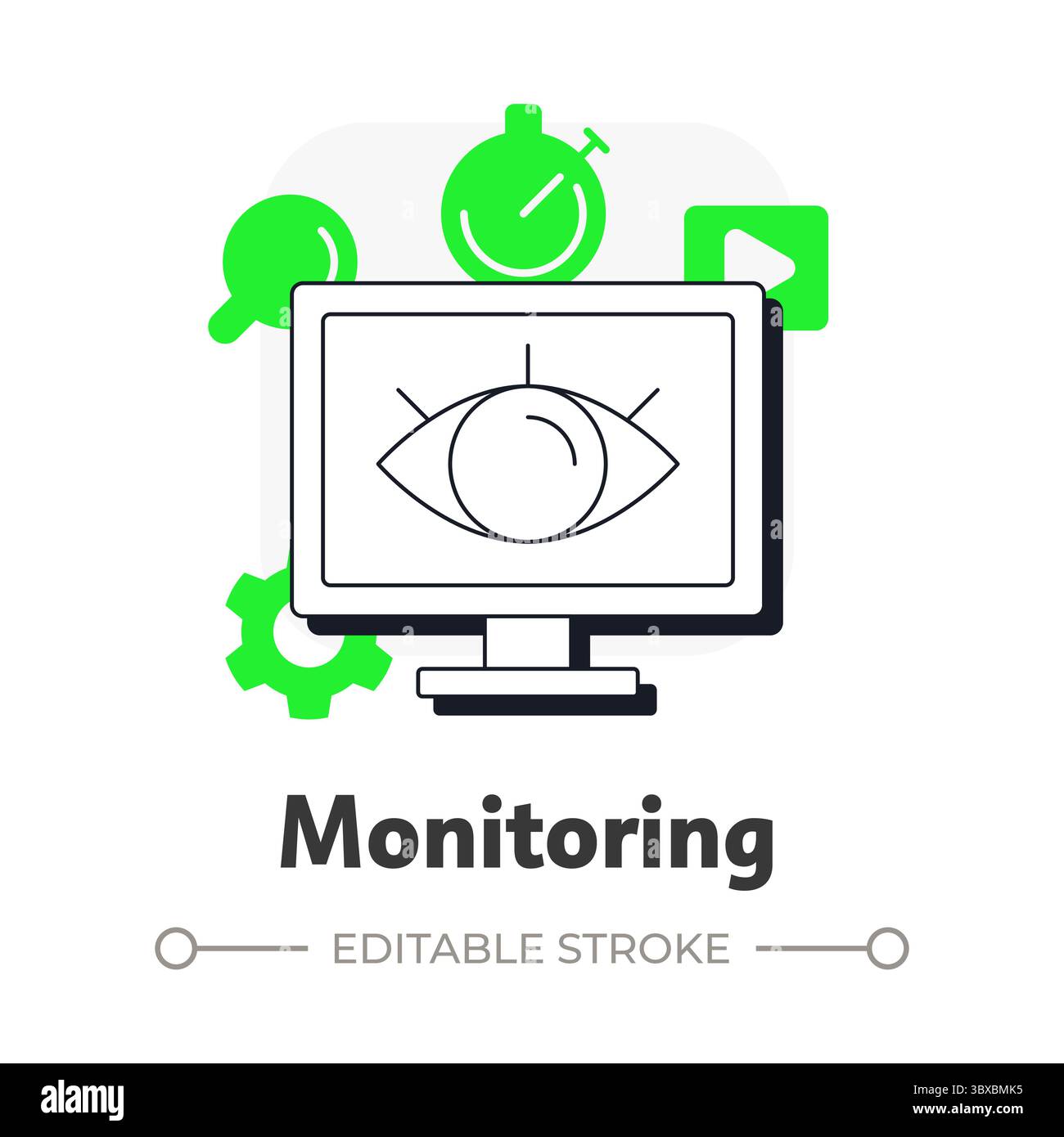 Monitoring flat outline concept icon Stock Vector Image & Art - Alamy