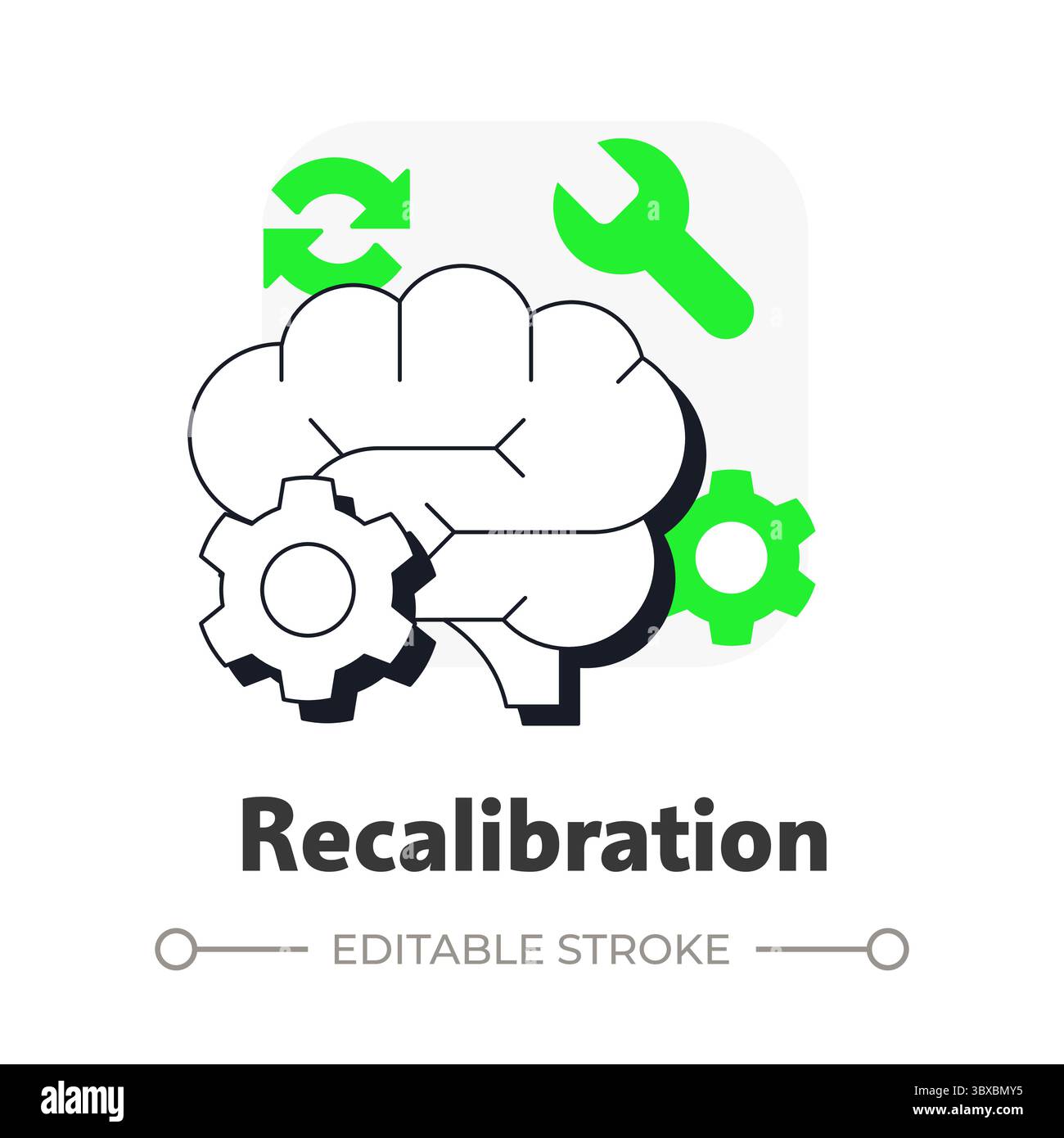 Recalibration flat outline concept icon Stock Vector