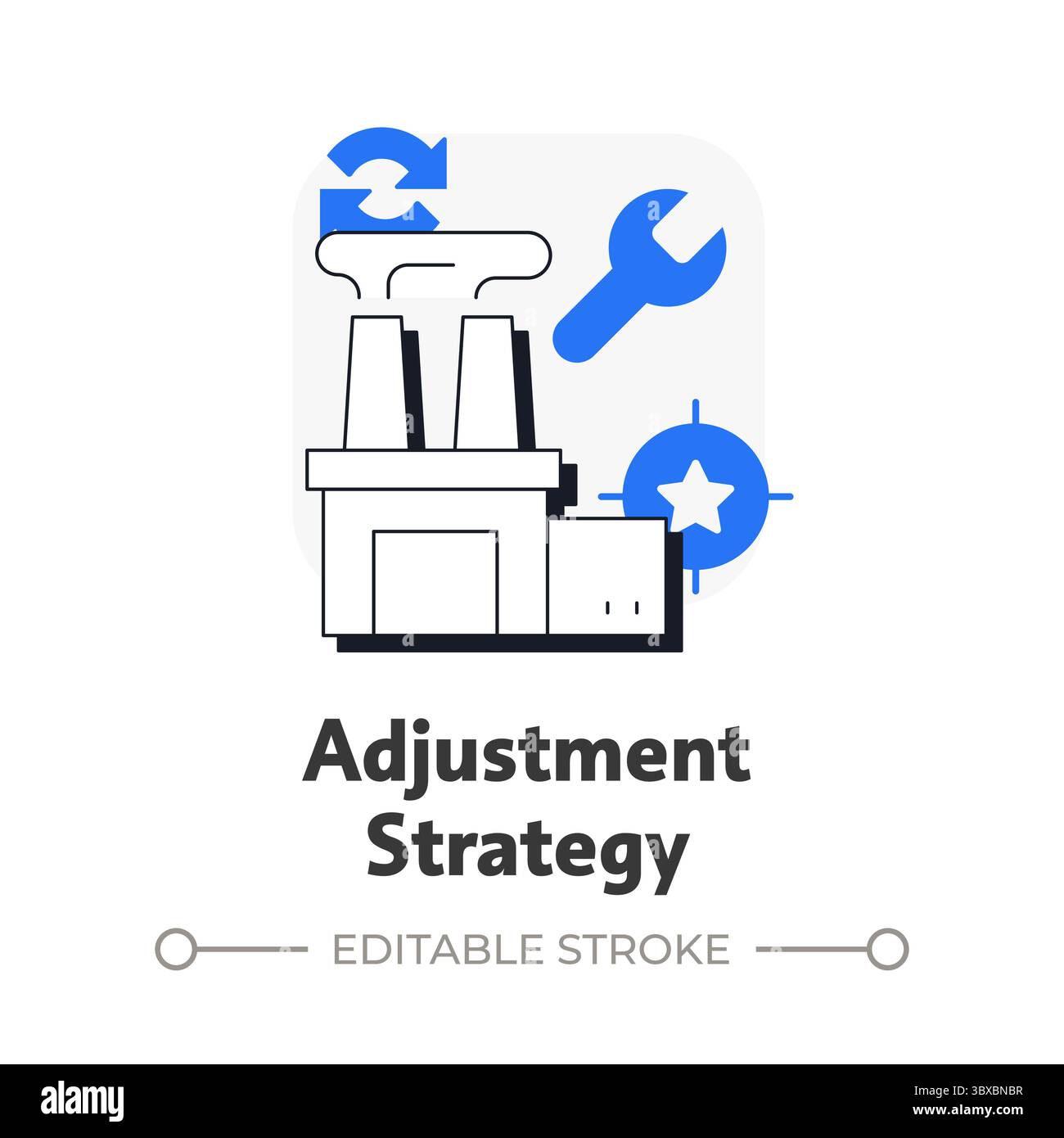 Adjustment strategy flat outline concept icon Stock Vector