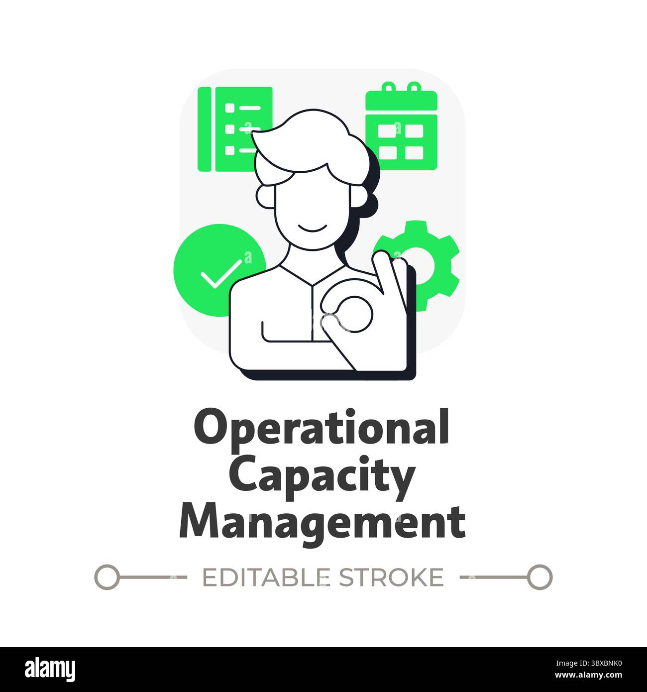 Operational capacity management flat outline concept icon Stock Vector ...