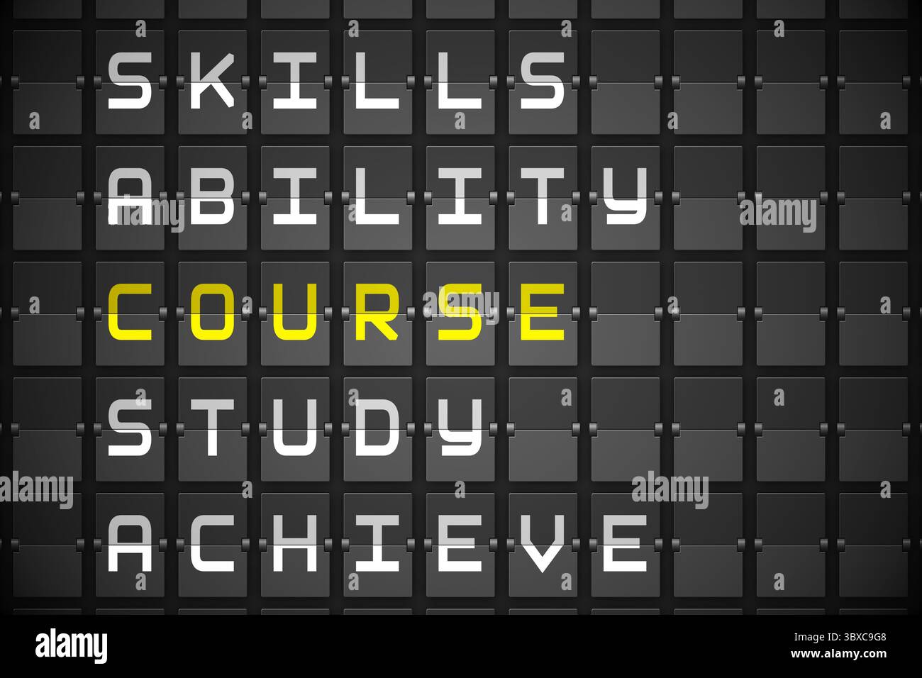 Course buzzwords on black mechanical board Stock Photo