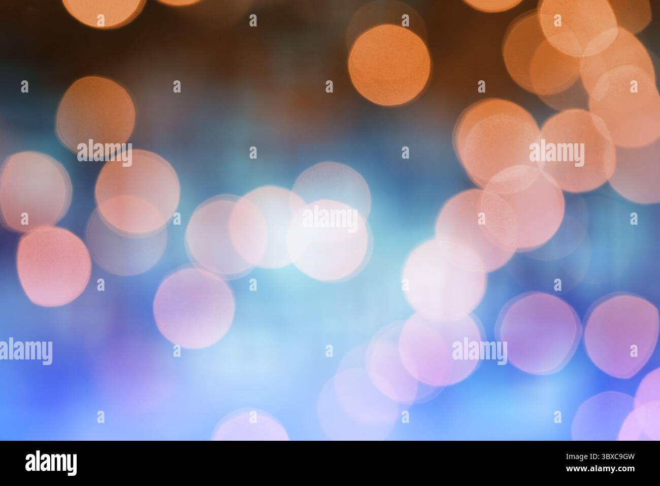 Cluster of blurred light orbs is forming abstract bokeh pattern on dark backdrop in flat design Stock Photo