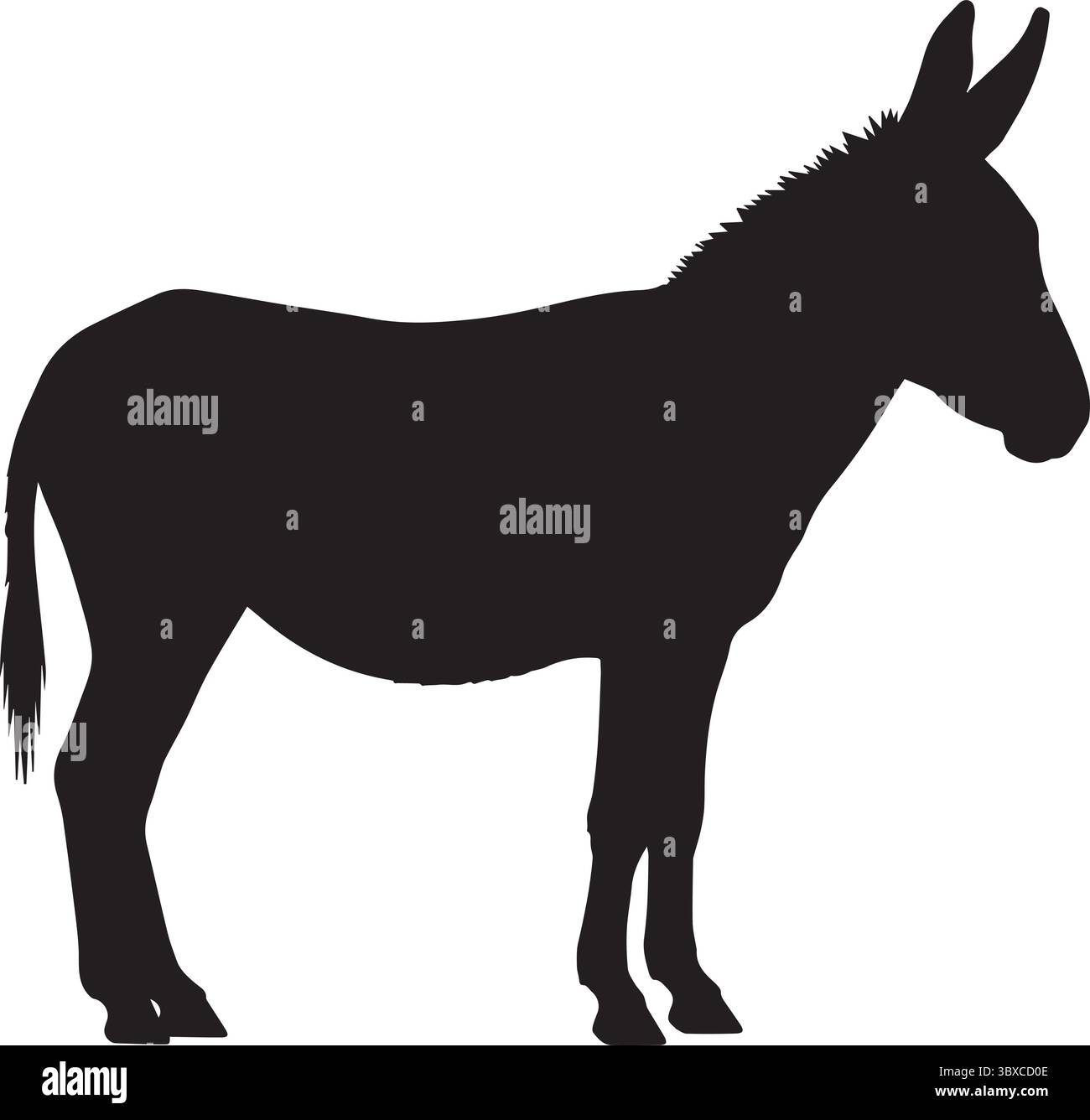 Donkey Silhouette Isolated on White Background Stock Vector