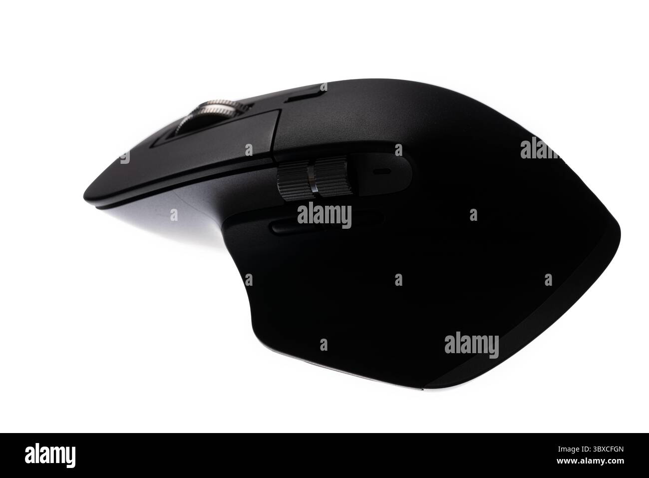 Modern computer mouse on a white background. Wired computer mouse close-up isolated on a white background. Stock Photo