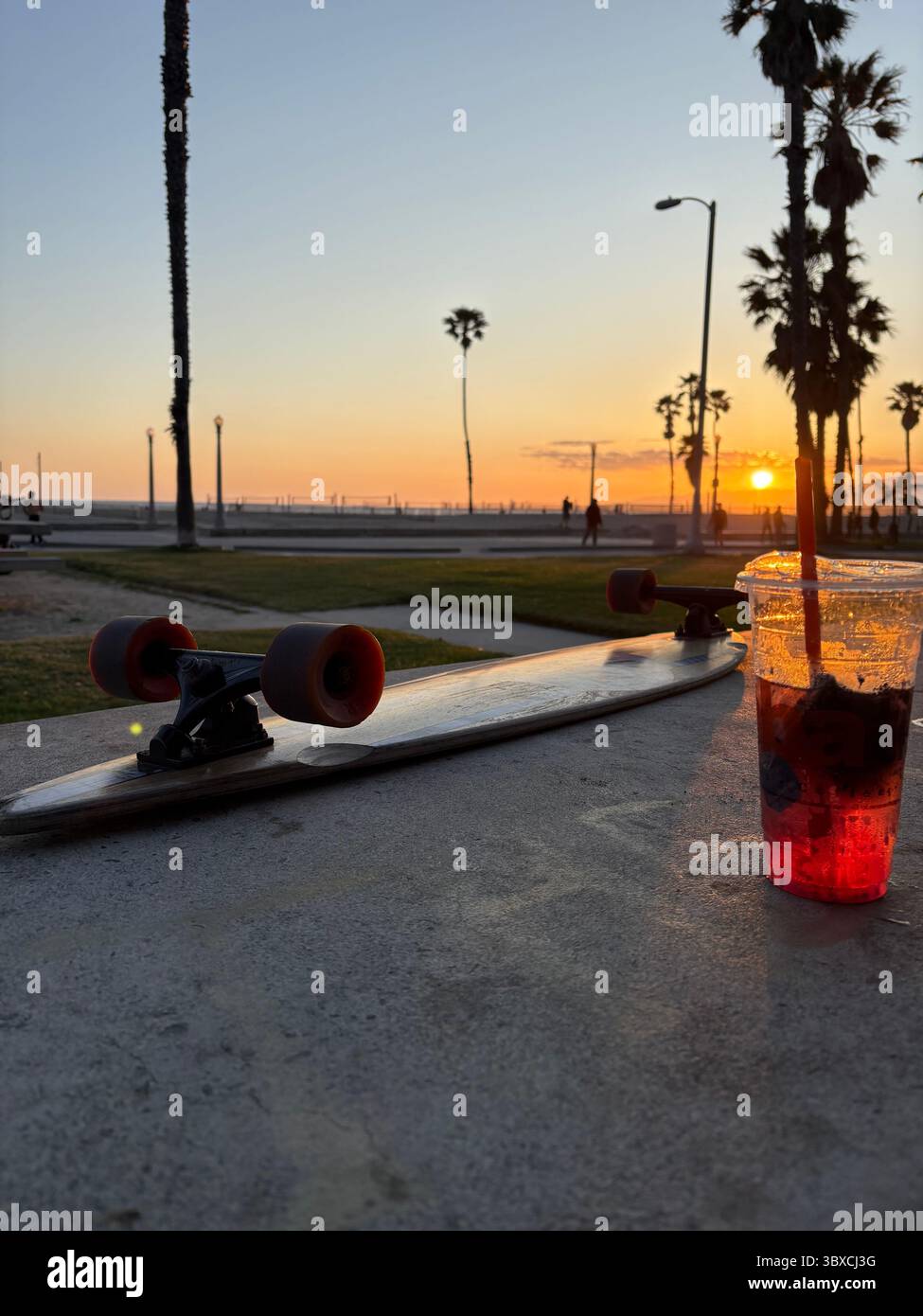 Sunset over Santa Monica Beach, Los Angeles, California - Smartphone Captured Stock Image