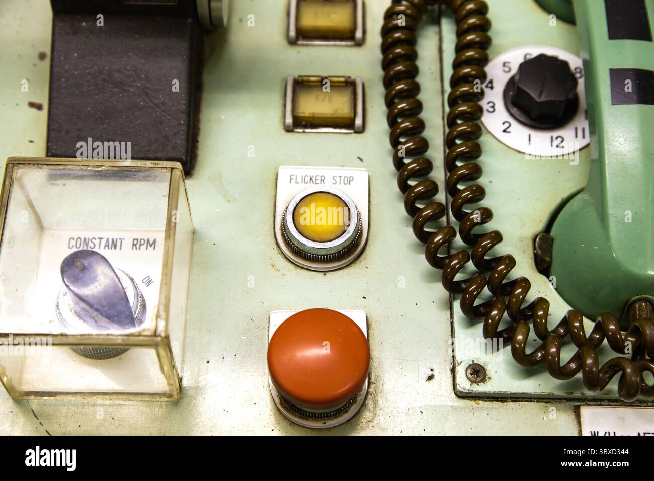 Dashboard in the engine room on the ship. Stock Photo