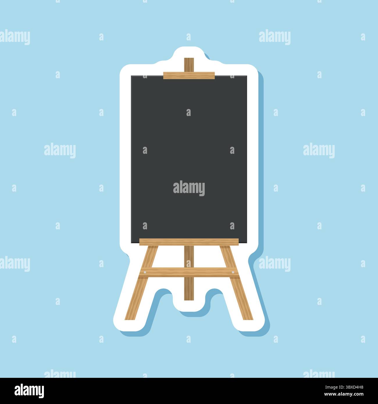 Painting easel sticker icon in flat style. Canvas vector illustration ...
