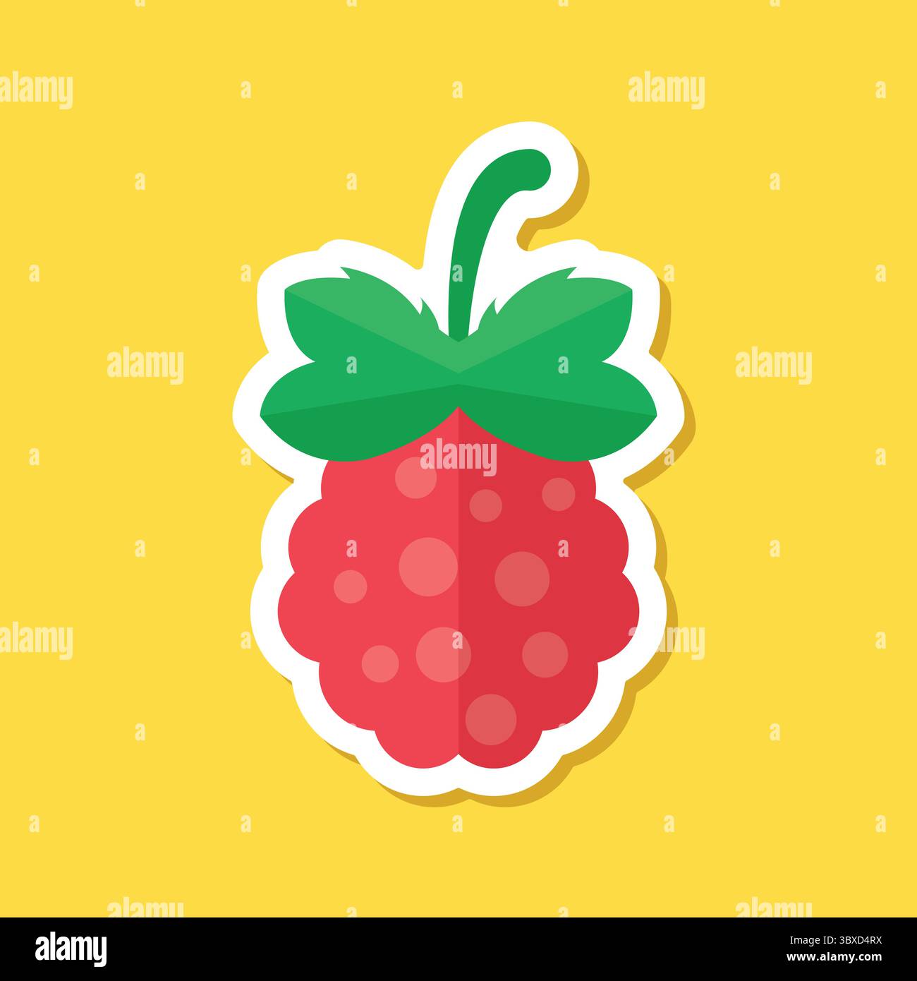 Raspberry fruit sticker icon in flat style. Raspberries berry vector ...