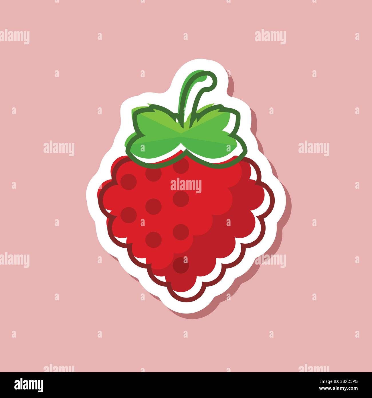 Raspberry fruit sticker icon in flat style. Raspberries berry vector ...