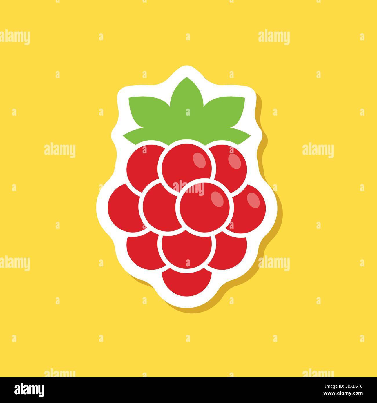 Raspberry fruit sticker icon in flat style. Raspberries berry vector ...