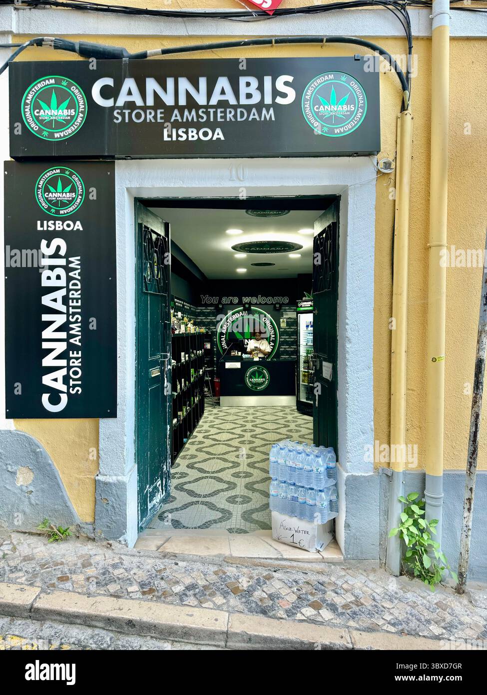 Cannabis store in Aflama Lisbon Portugal - Smartphone Captured Stock Image