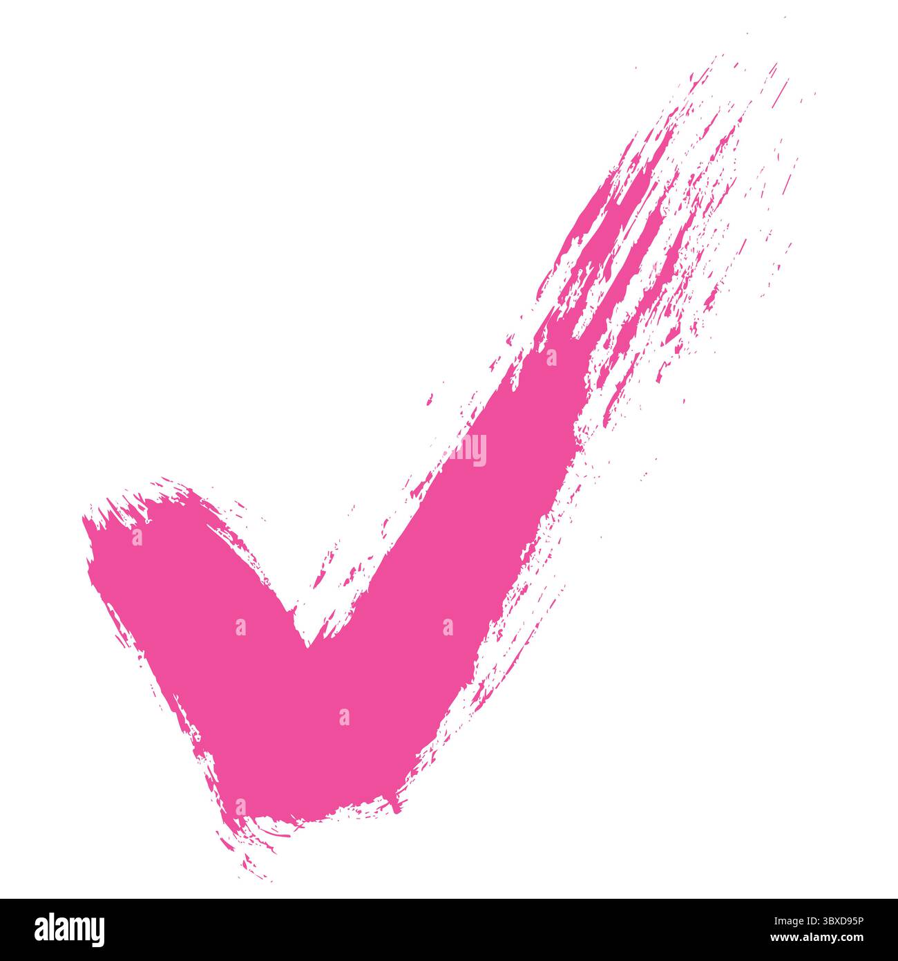 Ink Check Line Pink Check Mark with Grunge Texture. Ink Brush Stroke. Creative ...