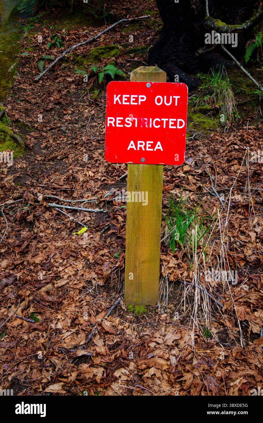Bunkering Sign Keep Out Restricted Area sign at old World War 2 era bunker, Salt Creek ...
