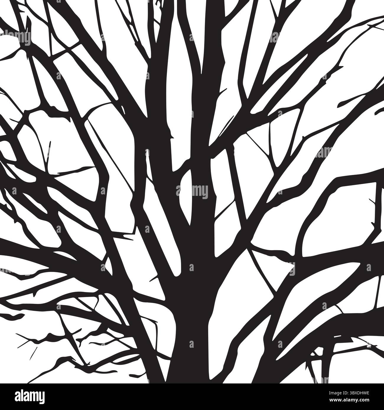 A tree roots silhouette vector art illustration with white background Stock Vector
