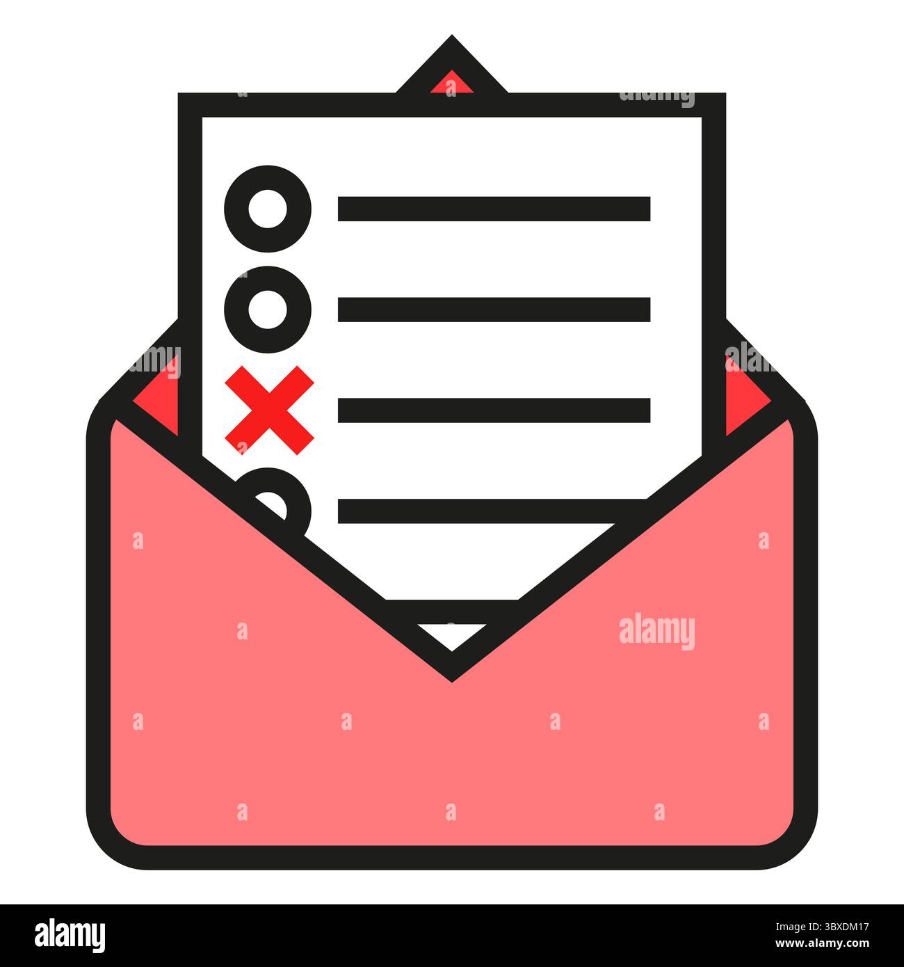 Rejected mail icon. Error letter symbol. Failed message Vector. Red cross document. Stock Vector