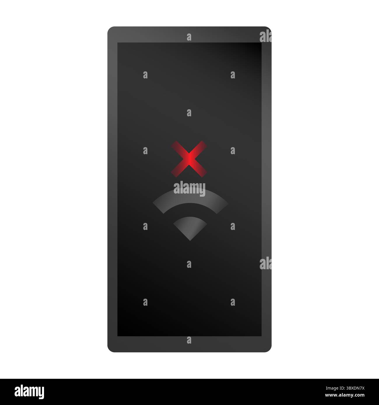 Tablet computer screen. No Wi Fi signal. Disconnected network symbol ...