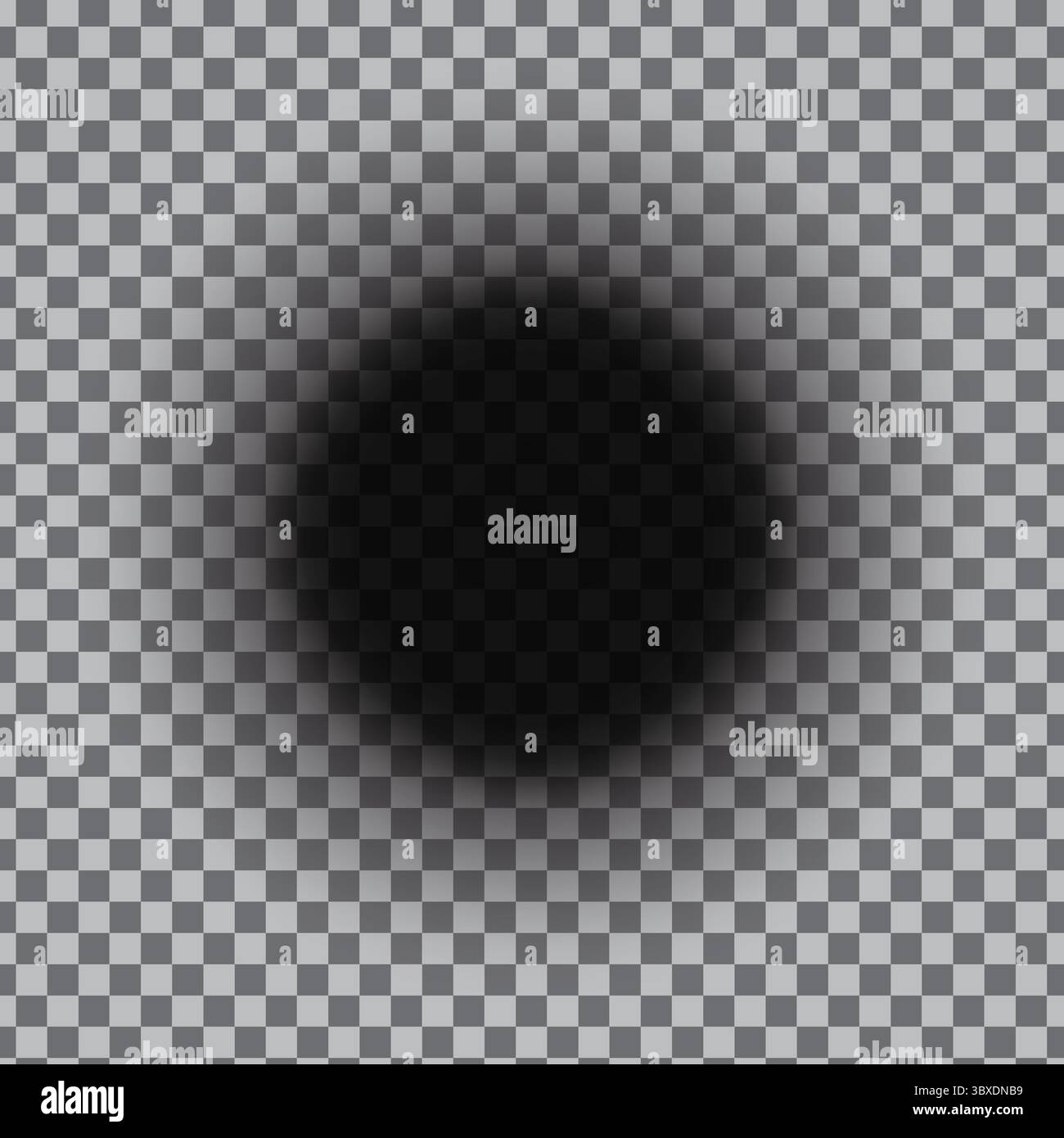Subtle shadow circle. Soft radial blur. Transparent grid Vector. Dark vignette shading. Stock Vector