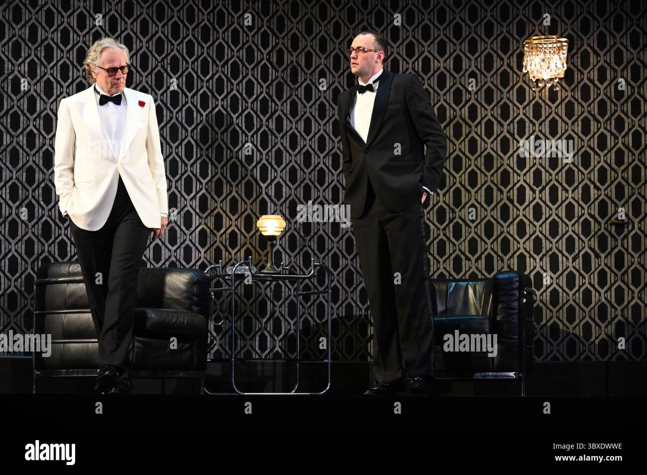 The Festival d'Avignon 'IN', 2025 'The Wild Duck', play by Thomas Ostermeier based on the text by Henrik Ibsen, performed in German at the Opéra du Grand Avignon, on 5 July 2025    with Thomas Bading, Marie Burchard,Stephanie Eidt, Marcel Kohler, Magdalena Lermer, Falk Rockstroh, David Ruland, Stefan Stern credit:Jacky Godard/Photo12 Stock Photo