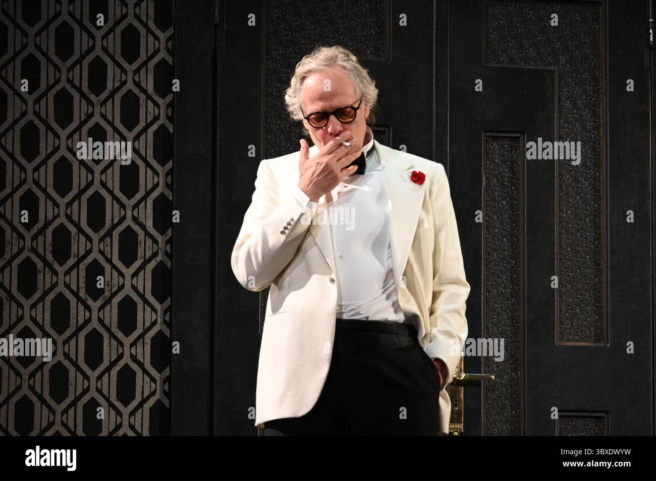 The Festival d'Avignon 'IN', 2025 'The Wild Duck', play by Thomas Ostermeier based on the text by Henrik Ibsen, performed in German at the Opéra du Grand Avignon, on 5 July 2025    with Thomas Bading, Marie Burchard,Stephanie Eidt, Marcel Kohler, Magdalena Lermer, Falk Rockstroh, David Ruland, Stefan Stern credit:Jacky Godard/Photo12 Stock Photo