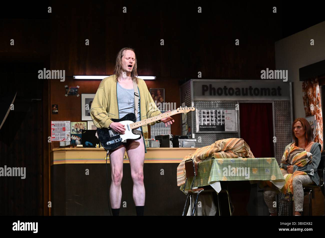 The Festival d'Avignon 'IN', 2025 'The Wild Duck', play by Thomas Ostermeier based on the text by Henrik Ibsen, performed in German at the Opéra du Grand Avignon, on 5 July 2025    with Thomas Bading, Marie Burchard,Stephanie Eidt, Marcel Kohler, Magdalena Lermer, Falk Rockstroh, David Ruland, Stefan Stern credit:Jacky Godard/Photo12 Stock Photo