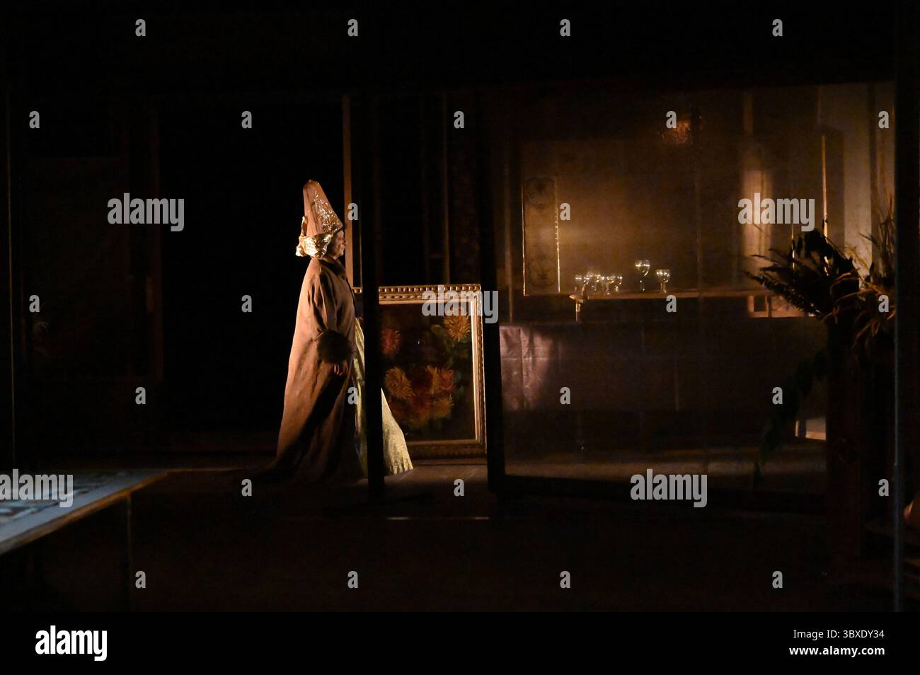 The Festival d'Avignon 'IN', 2025 ITEM, play by François Tanguy - Théâtre du Radeau performed at the Gymnase of the Lycée Mistral, on 6 July 2025    With Frode Bjørnstad, Laurence Chable, Martine Dupé, Erik Gerken, Vincent Joly credit:Jacky Godard/Photo12 Stock Photo