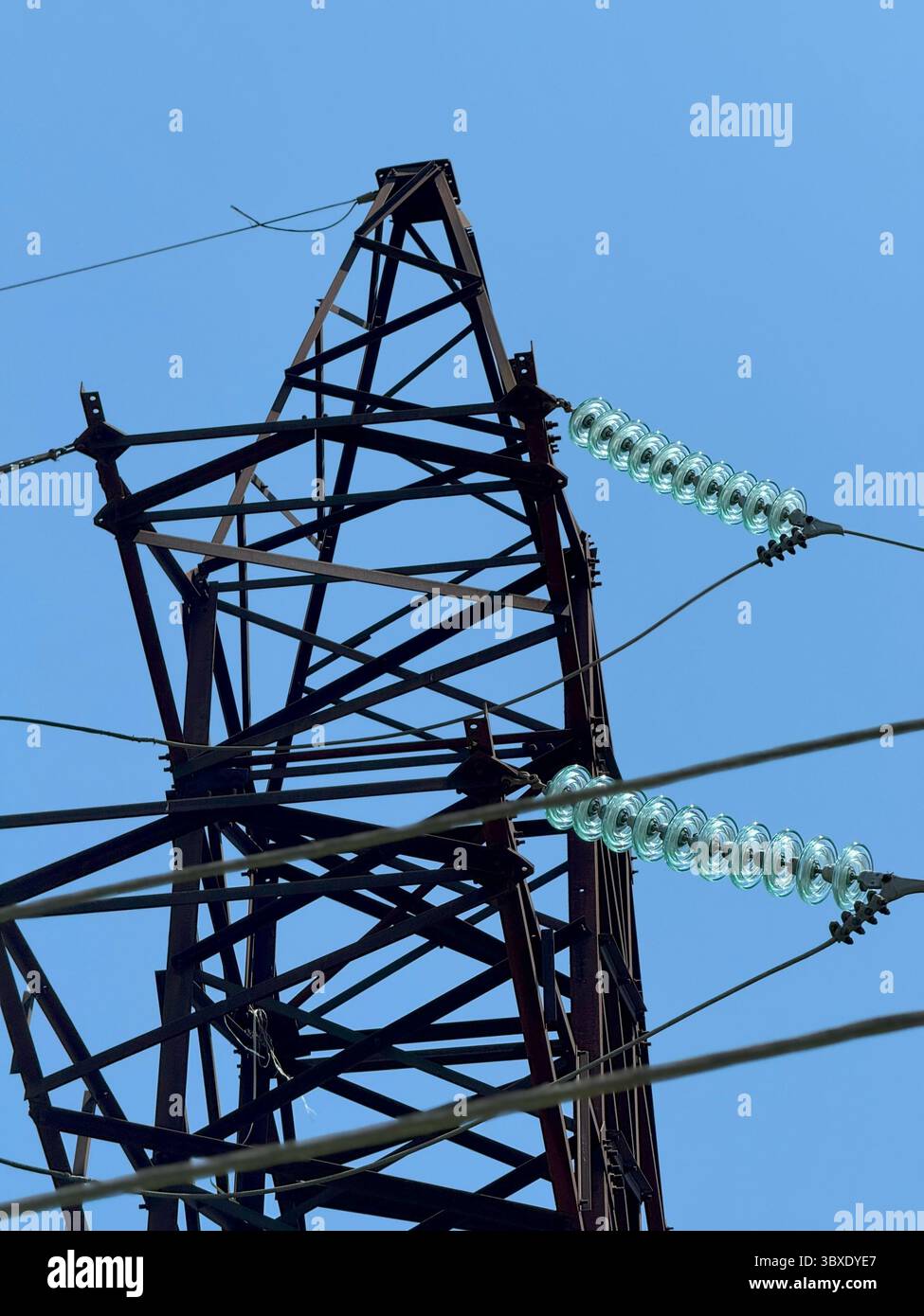 High Voltage Transmission Tower with Glass Insulators, Industrial ...