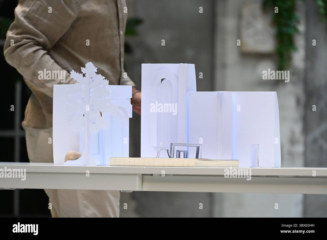 The Festival d'Avignon 'IN', 2025 'Chapitre quatre. Ennemi du peuple... rien de plus', by Wael Kadour. Adapted from Ibsen's novel 'An Enemy of the People'  Jardin de la Vierge du Lycée Saint-Joseph, 8 July 2025 credit:Jacky Godard/Photo12 Stock Photo