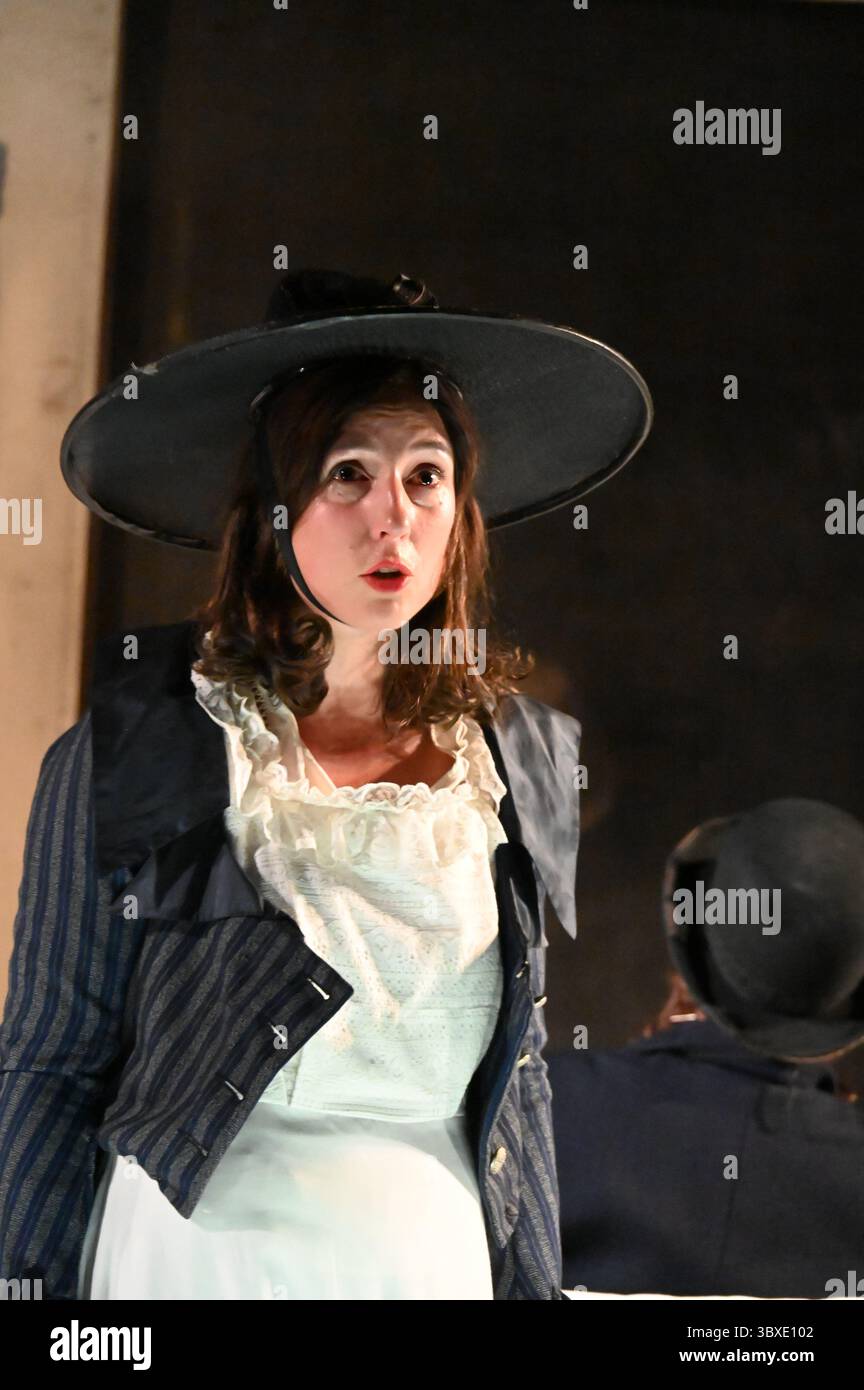 The Festival d'Avignon 'IN', 2025 'Par autan', play created by François Tanguy and the Théâtre du Radeau and performed at the Gymnase of the Lycée Mistral, on 12 July 2025    With Frode Bjørnstad, Samuel Boré, Laurence Chable, Martine Dupé, Erik Gerken, Vincent Joly, Anaïs Muller credit:Jacky Godard/Photo12 Stock Photo