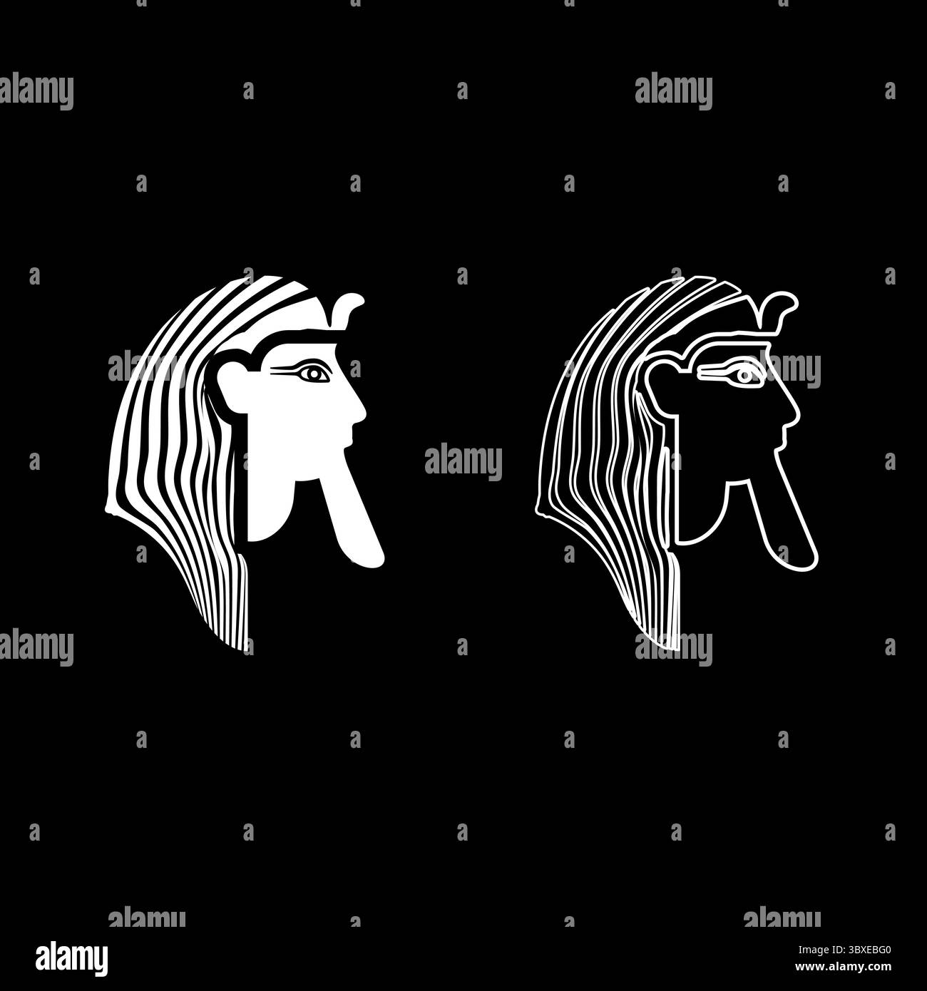 Head pharaoh cop faro mask set icon white color vector illustration ...