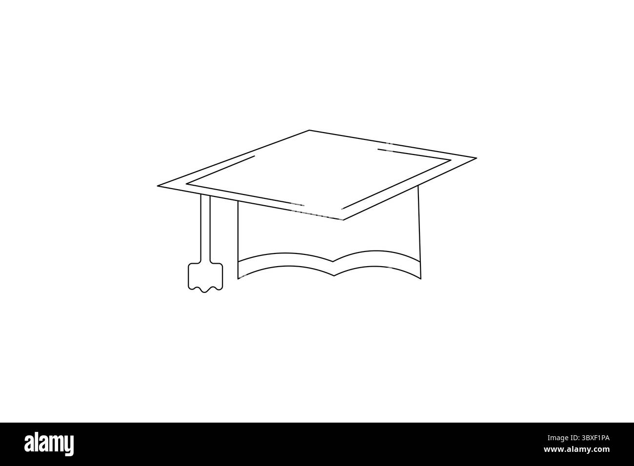 Graduation cap single line art design isolated outline illustration ...