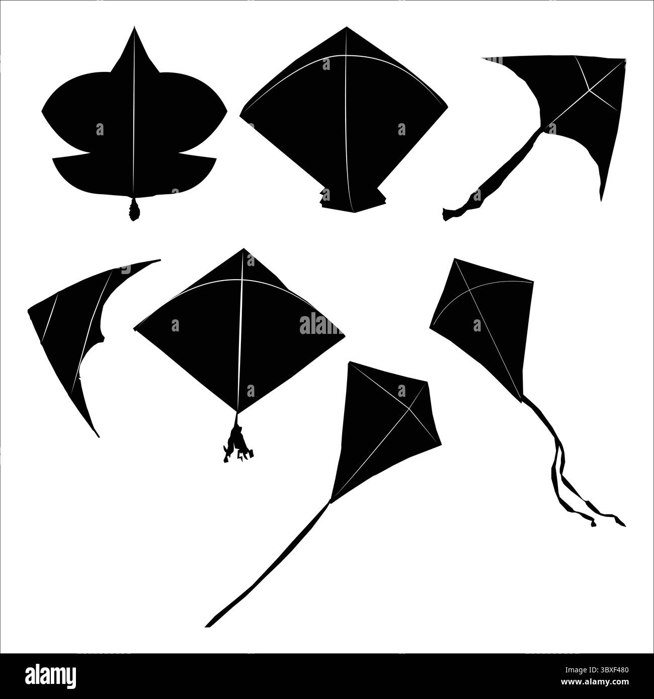 Black silhouette of flying kite Stock Vector