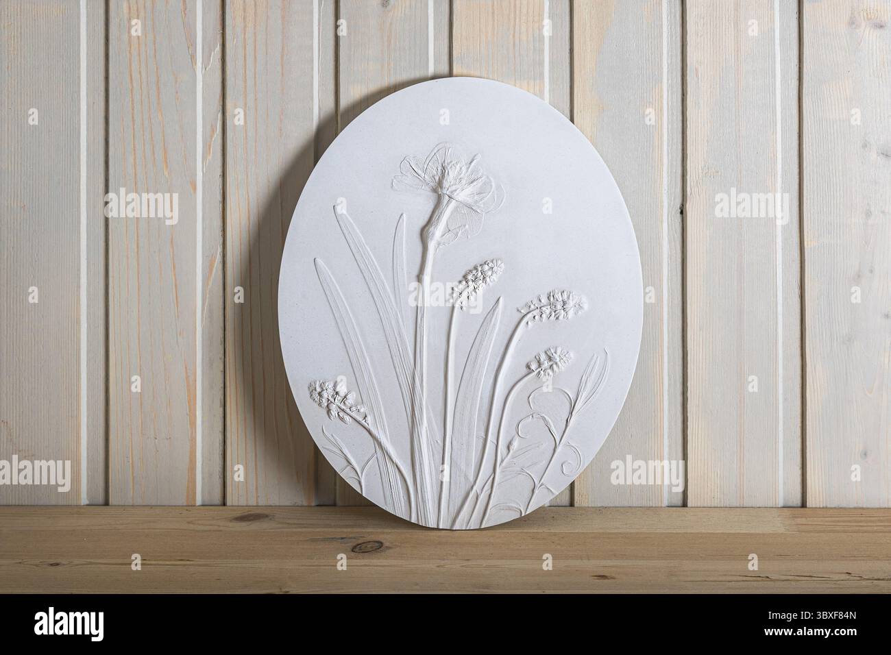 Image showcasing Stylish living room interior with botanical bas-relief wildflowers for ...