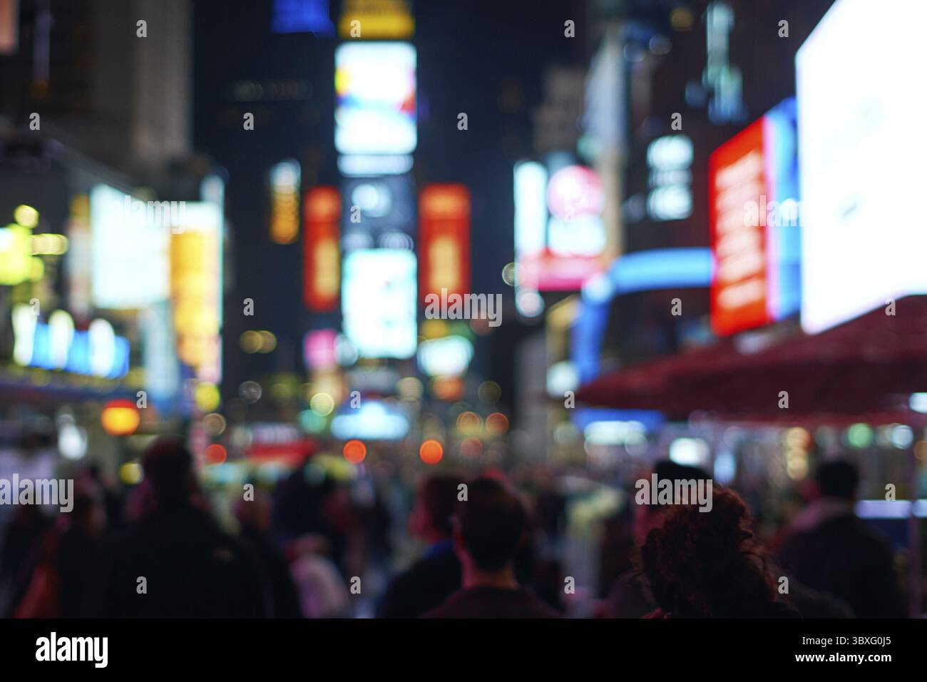 Defocused blur of New York City lights in Times Square Stock Photo - Alamy