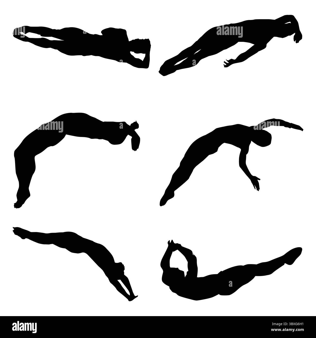 Diving Sports Silhouette Shape Drawing Vol 60 Stock Vector