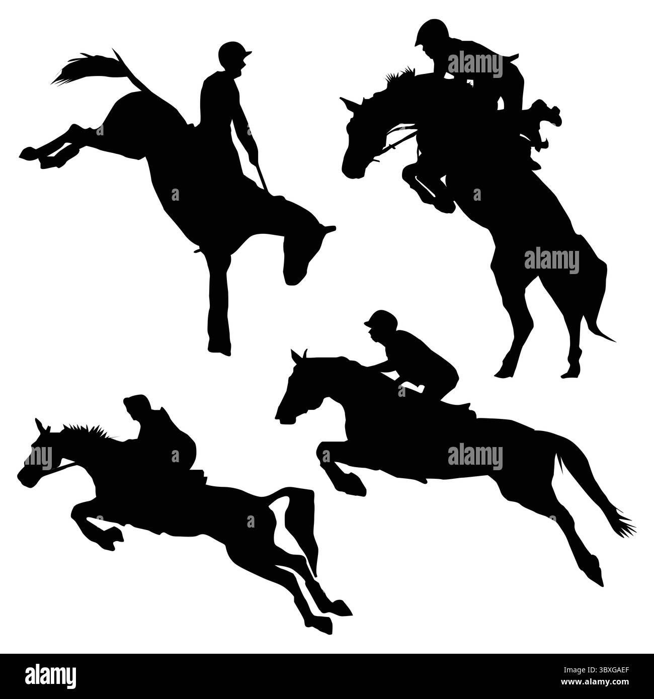Equestrian Player Silhouette Black Shape Vol 3 Stock Vector