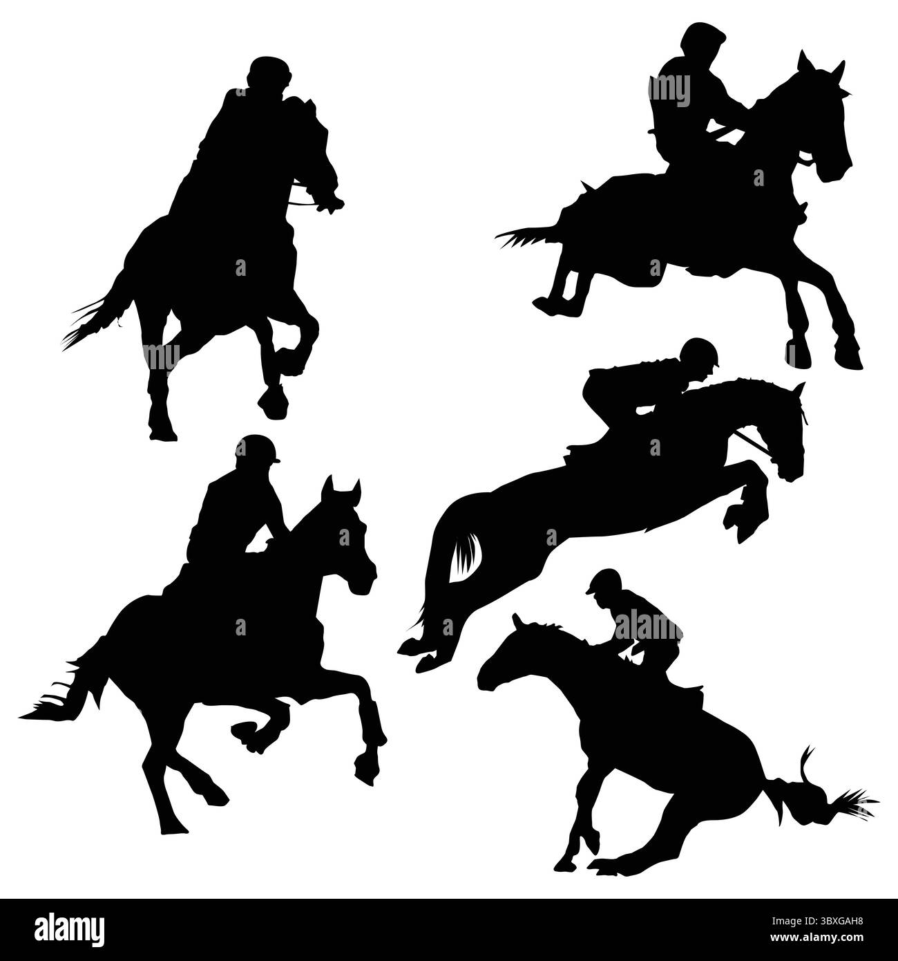 Equestrian Player Silhouette Black Shape Vol 2 Stock Vector