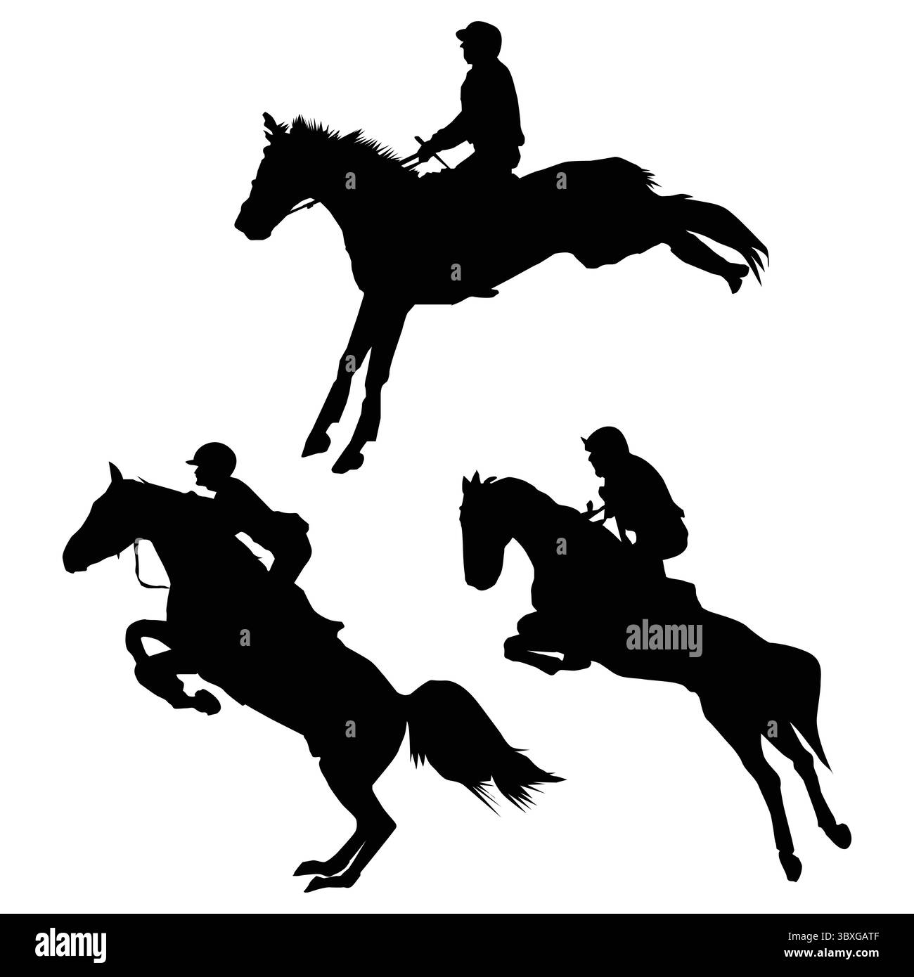 Equestrian Player Silhouette Black Shape Vol 4 Stock Vector