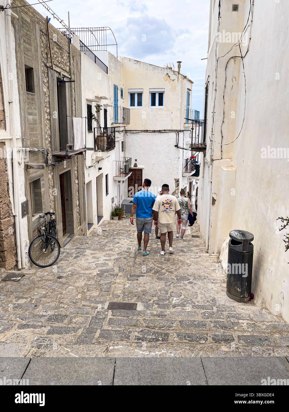 Tranquil cobbled streets and whitewashed buildings in the historic Dalt Vila, Ibiza, Balearic Islands, Spain: Phillip Roberts - Smartphone Captured Stock Image