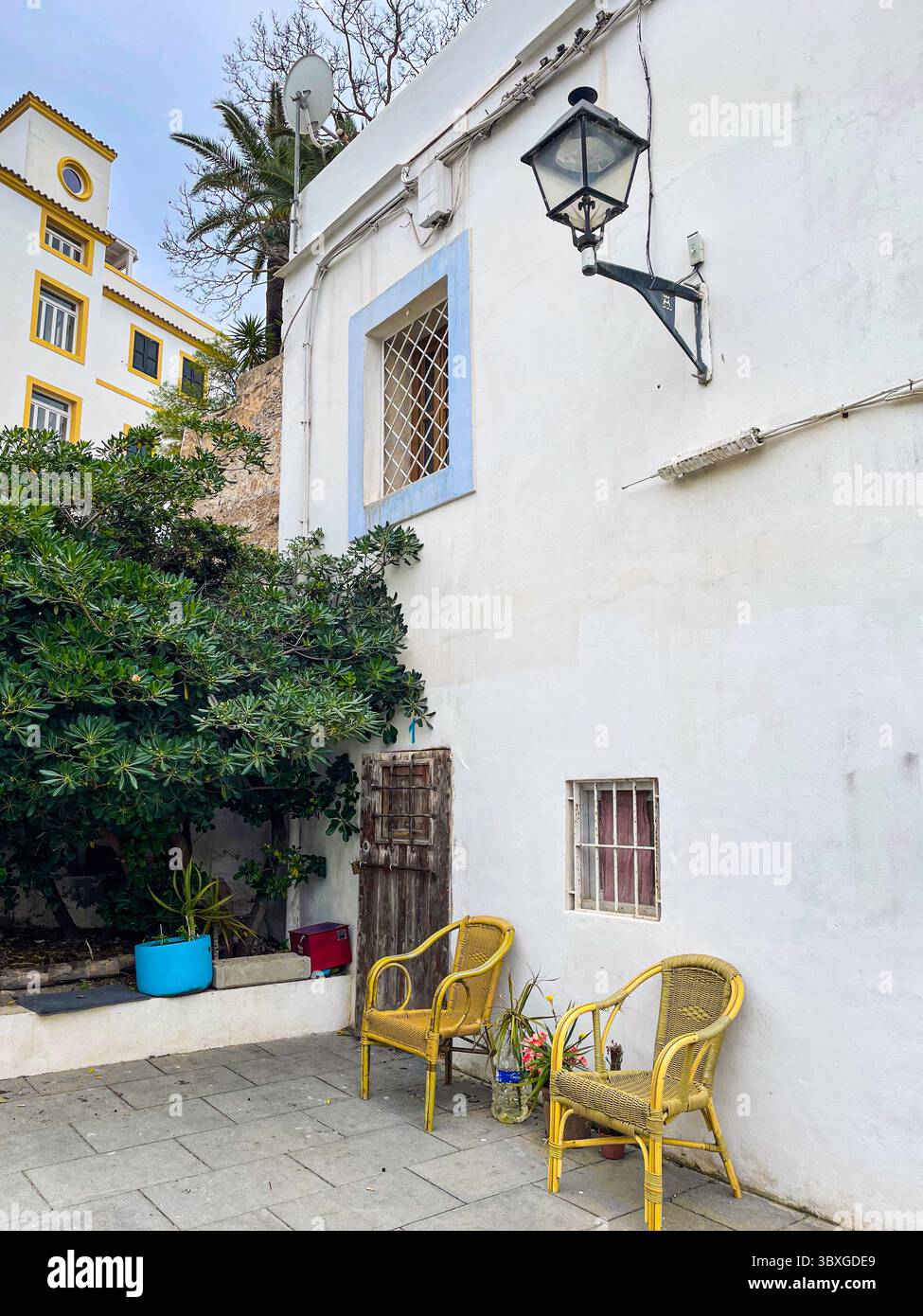 Tranquil cobbled streets and whitewashed buildings in the historic Dalt Vila, Ibiza, Balearic Islands, Spain: Phillip Roberts - Smartphone Captured Stock Image