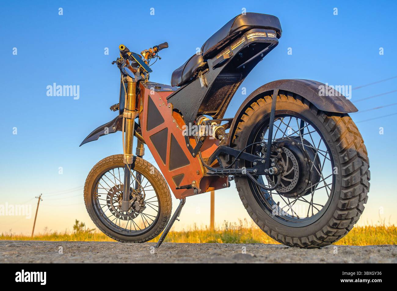 View of Electric motorcycle, scooter, electric bike. Modern eco-friendly ...