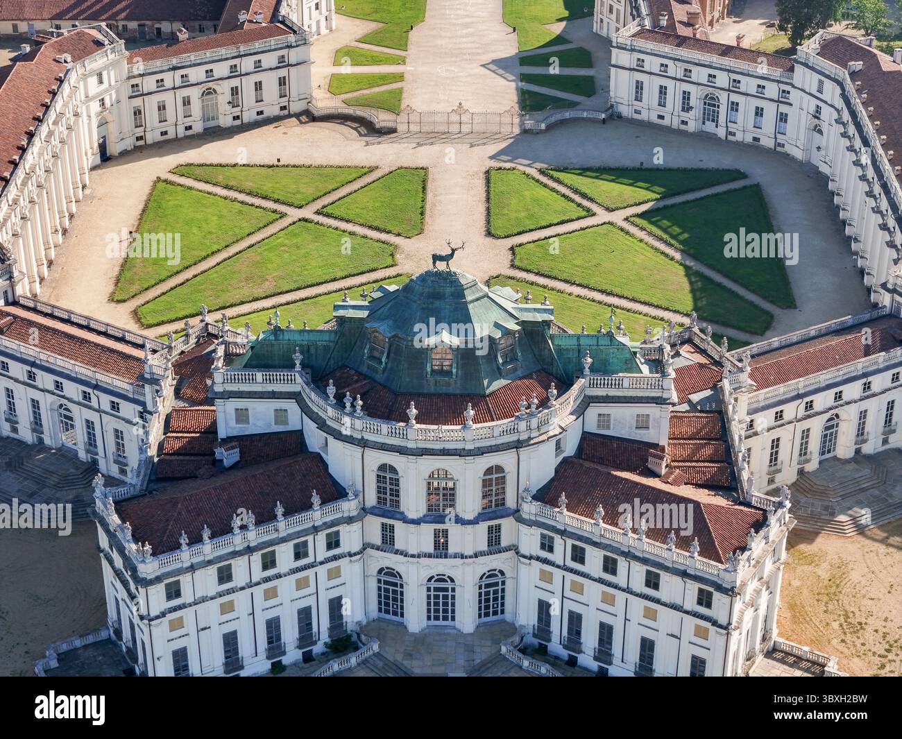 Aerial View Of The Majestic Palazzina Di Caccia Di Stupinigi With Its aerial-view-of-the-majestic-palazzina-di-caccia-di-stupinigi-with-its