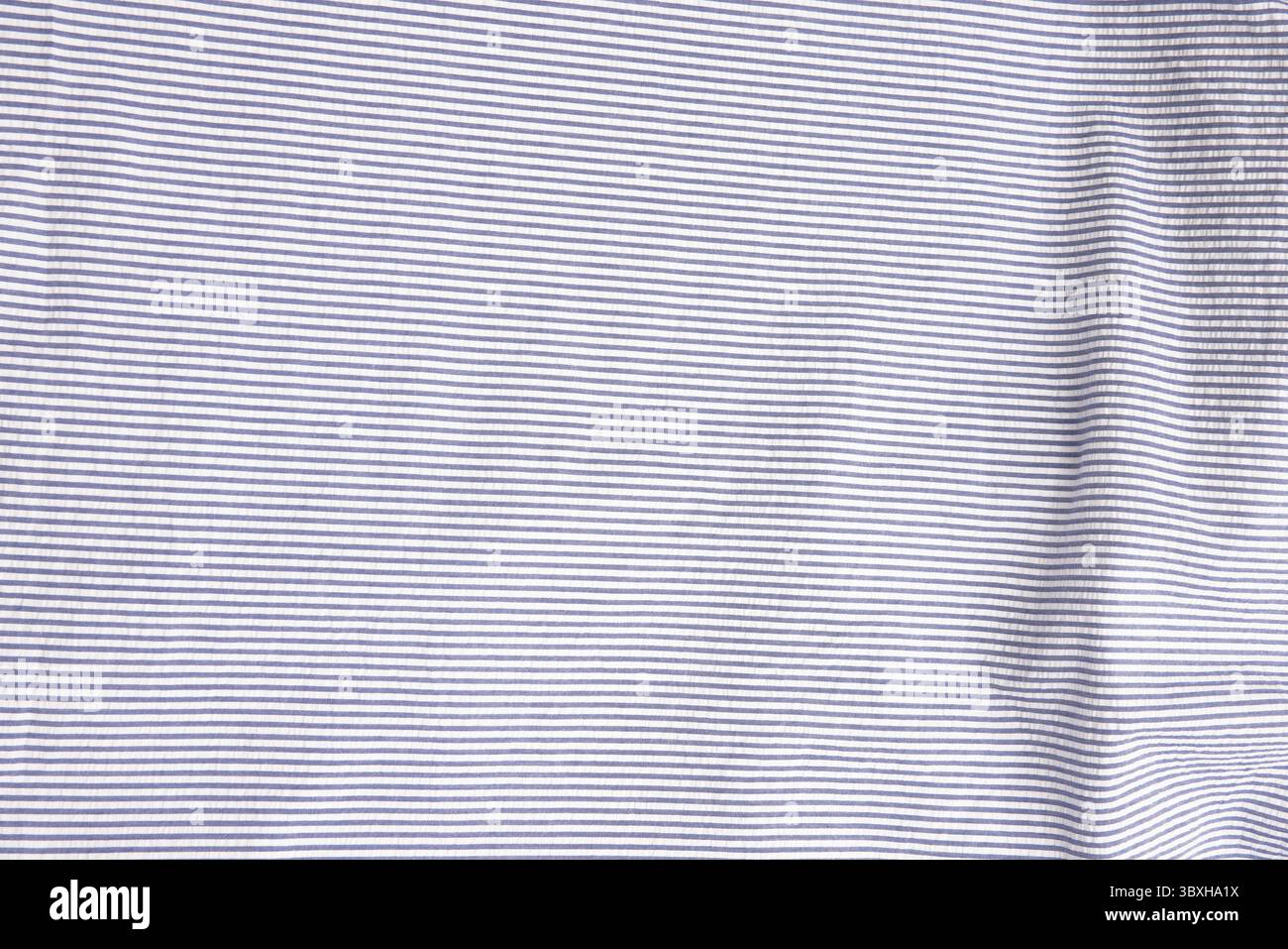 White and blue striped fabric texture with copy space Stock Photo