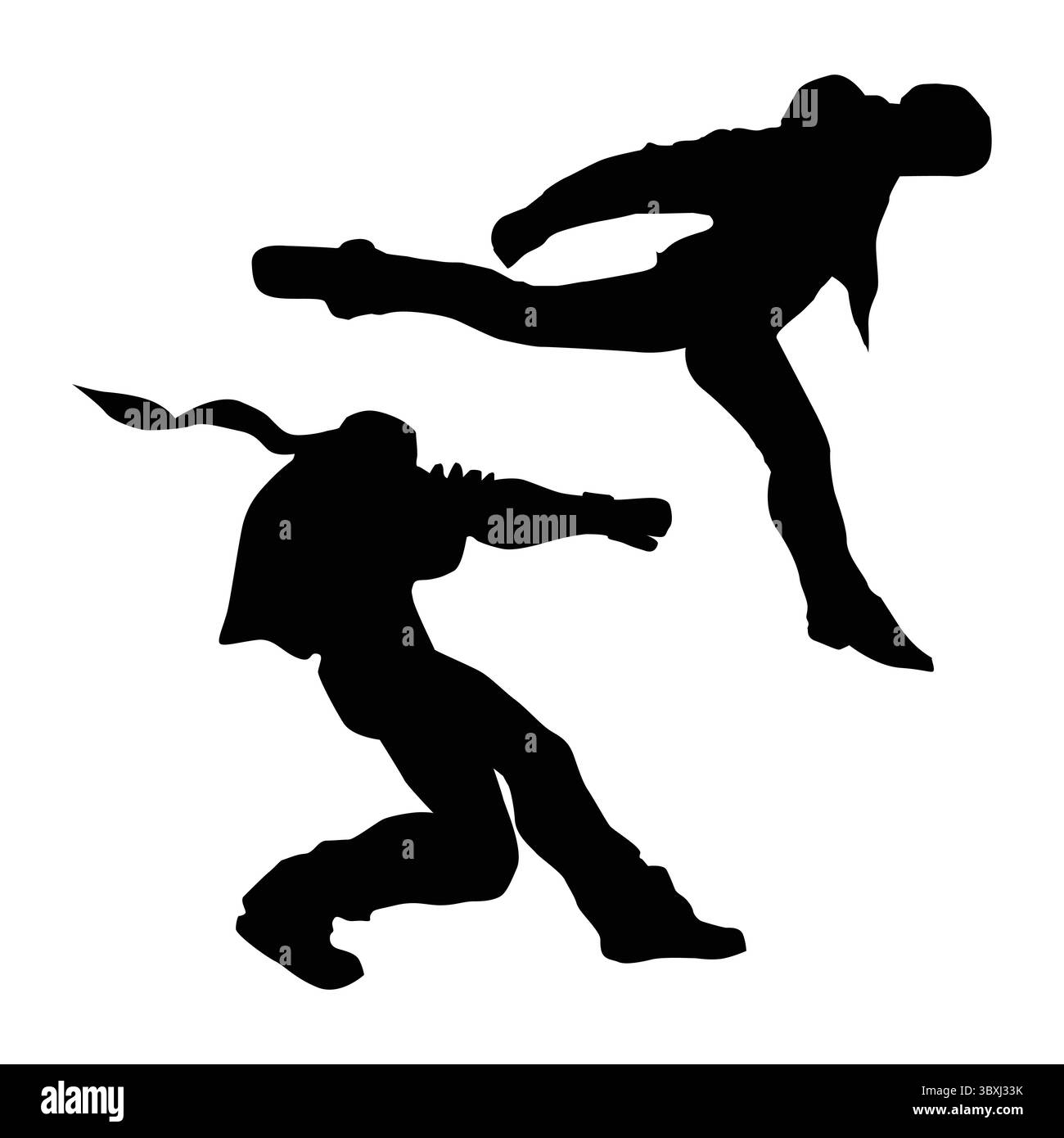 karate kick player silhouette Shapes Drawing Vol 08 Stock Vector Image ...