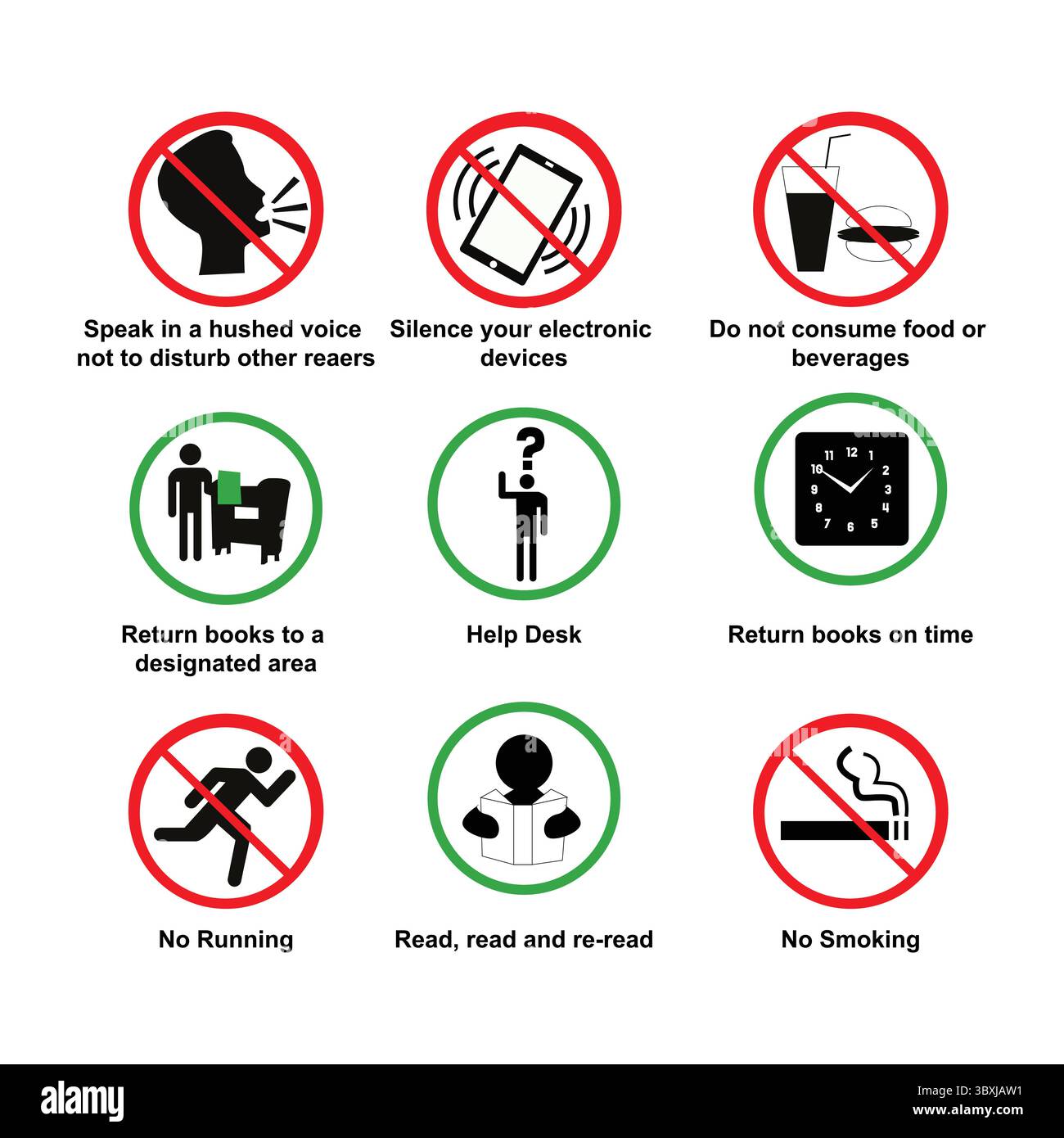 Library Rules Sign, library etiquette sign symbol illustration Vol 01 ...
