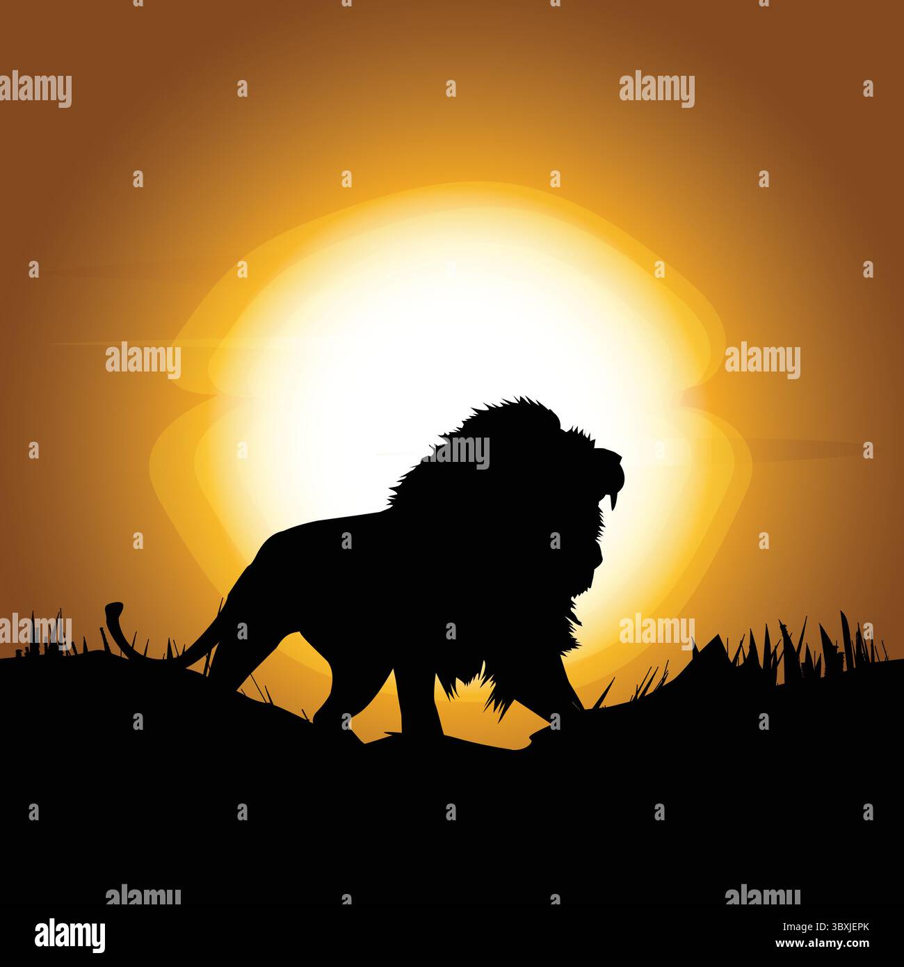 Lion Silhouette Wallpaper Illustration vector based Stock Vector