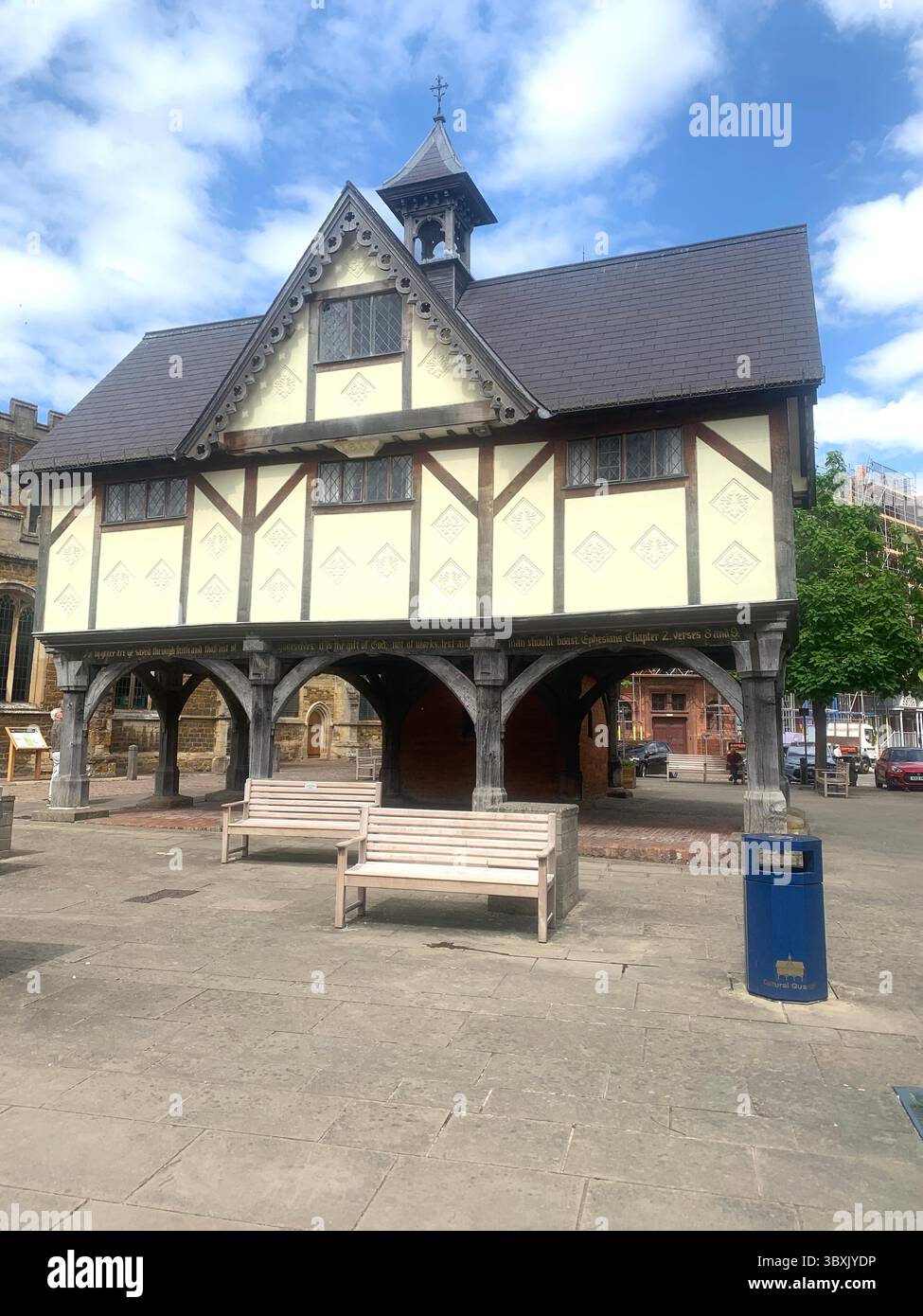 Market  Harborough Northamptonshire UK Town Village place pub bar shop shops shopping outside holidays holiday walking walk plants old Naseby - Smartphone Captured Stock Image