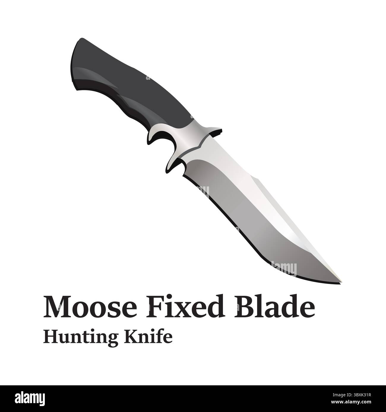 Moose Fixed Blade Hunting Knife illustration vector-based drawing Stock Vector