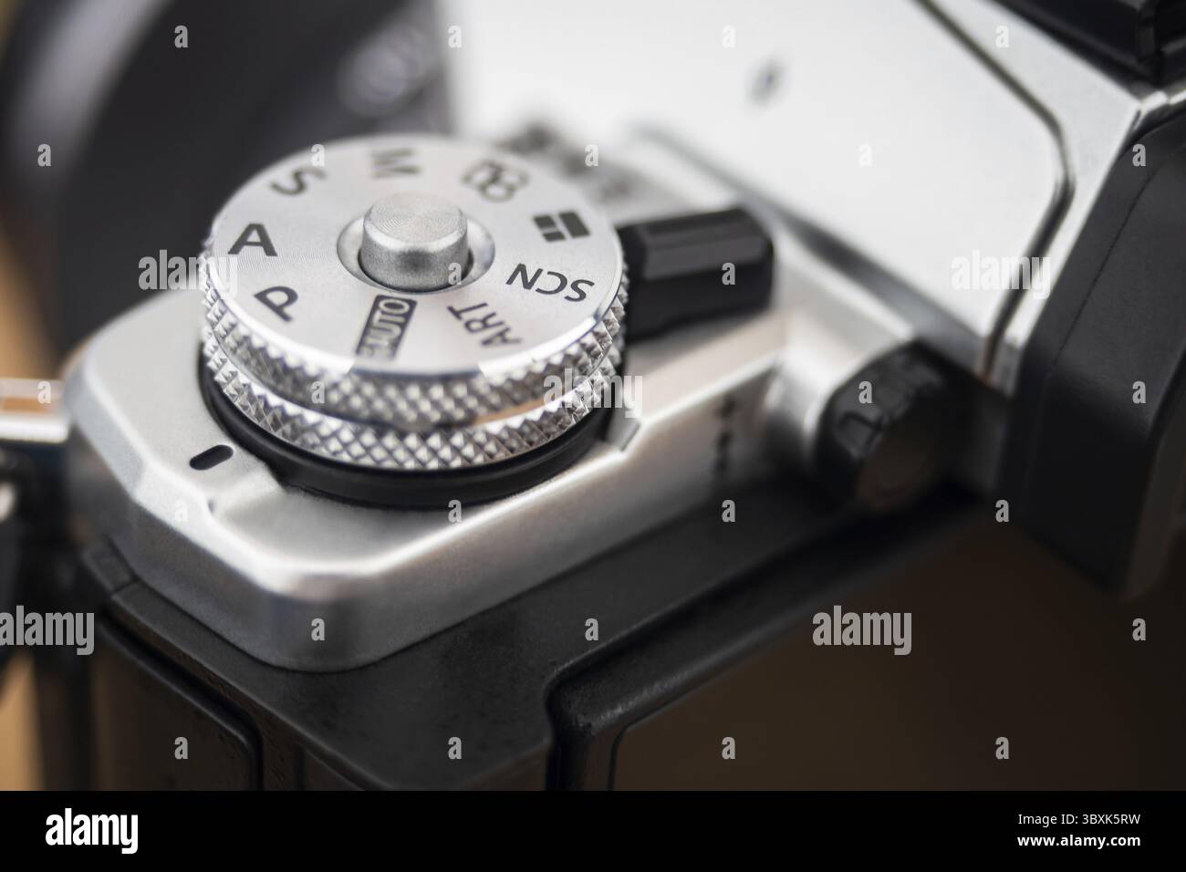 Close up on a camera P mode dial Stock Photo